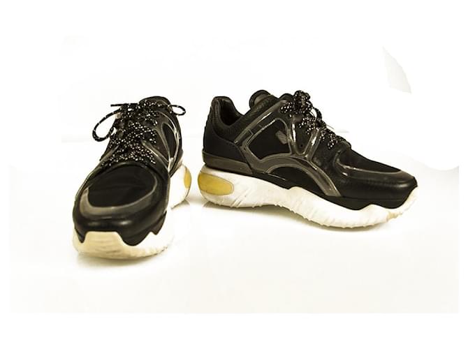 Fendi Sheer Panels Chunky Black Sneakers Mesh, vacchetta, Dimensioni delle scarpe da ginnastica in PVC e gomma 38 Nero  ref.843519