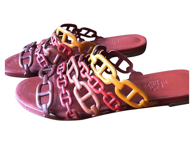 Autre Marque Hermes Thalassa Sandalen Leder orange