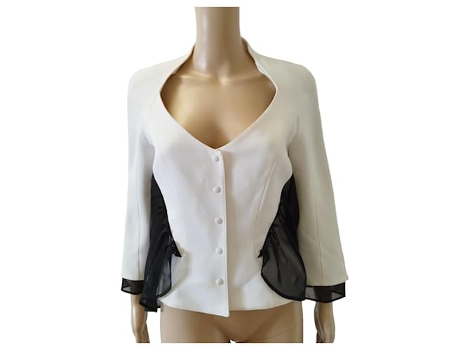 Weiße und schwarze Jacke von Thierry Mugler Synthetisch  ref.843607