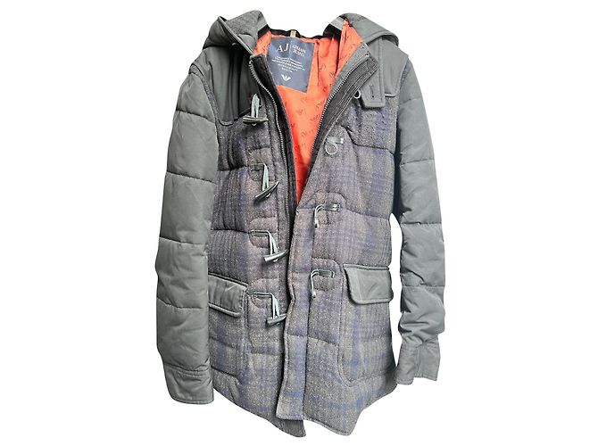 Armani Jeans Black Cloth Coat Men