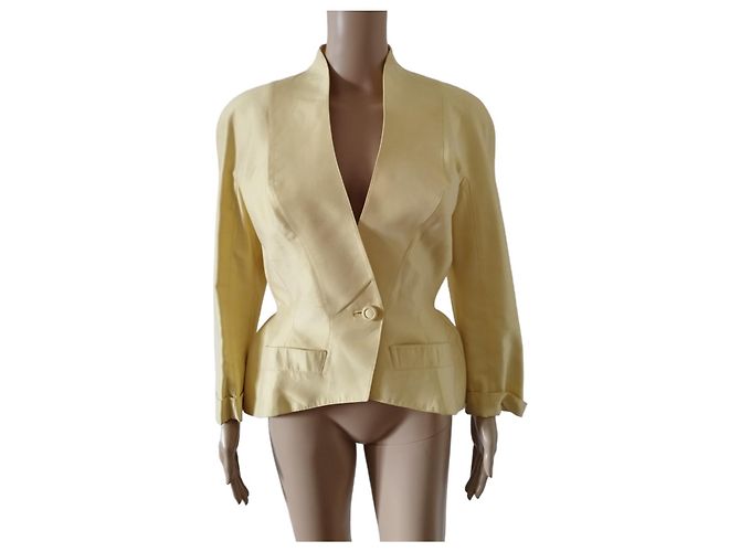 Thierry Mugler Jacke aus gelbem Leinen