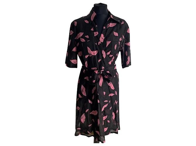 Diane Von Furstenberg Dresses Black Pink Silk Cotton  ref.843624