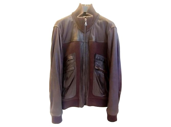 Dolce & Gabbana Men Coats Outerwear Chocolate Leather  ref.843629