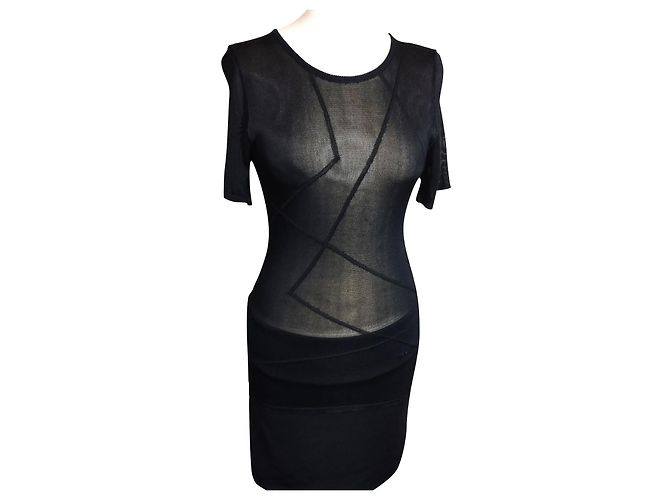 Karl Lagerfeld LAGERFELD TOP TUNIC PULLOVER LIGHT TRENDY GRAPHIC MESH T 34/36/38 Schwarz
