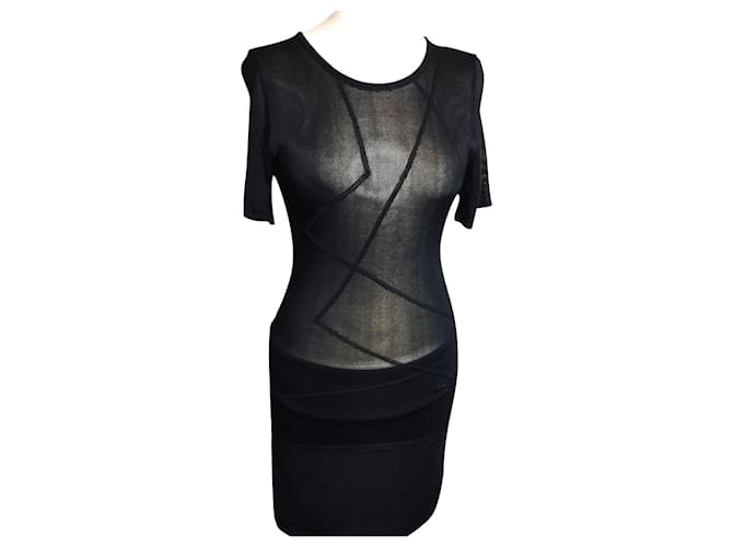 Karl Lagerfeld LAGERFELD TOP TUNIQUE PULL LIGHT  TRENDY GRAPHIQUE MAILLE  T 34/36/38 Synthétique Noir  ref.843635
