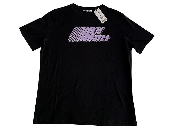 Camiseta Carven preta com padrão roxo de algodão M Preto
