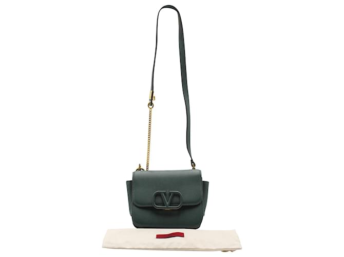 Valentino Garavani Small Vsling Shoulder Bag in Green Calfskin Leather  ref.843851 - Joli Closet
