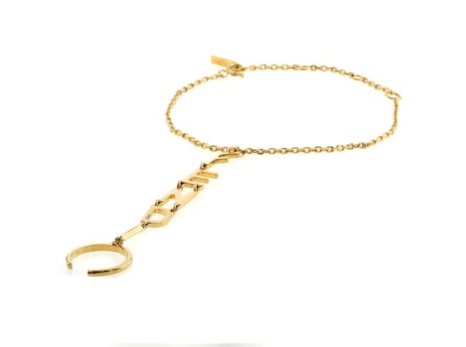 Fendi Chain Bracelet with Logo Ring Golden Metal  ref.843878