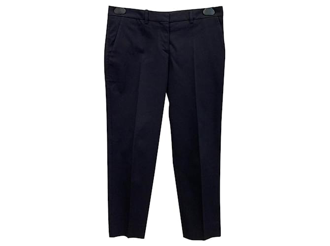 Miu Miu Textured cotton trousers Navy blue  ref.843892