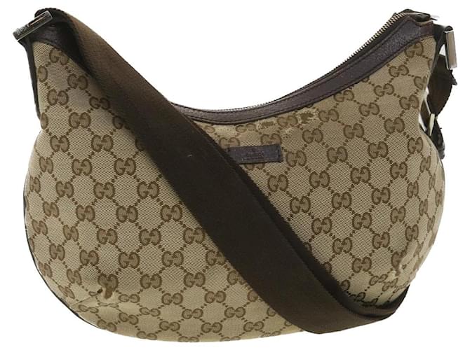 Gucci Auth Brown GG Monogram Canvas Leather Hobo Bag Shoulder Strap AS IS