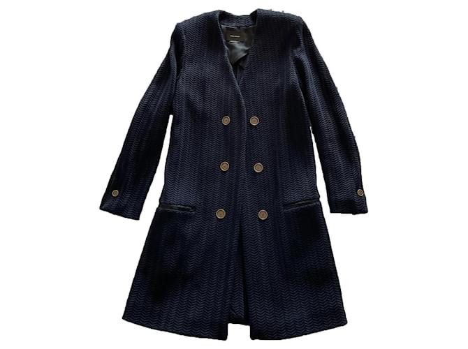 Isabel Marant Coats, Outerwear Navy blue Cotton Polyamide  ref.844170