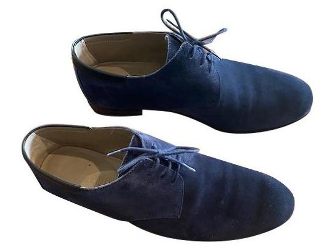 Scarpe stringate Hermès in nubuck blu navy 