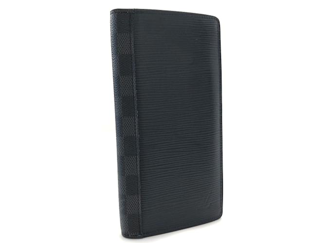 Louis Vuitton Epi Damier Graphite Brazza Wallet M67903 Black Leather Pony-style calfskin  ref.844412