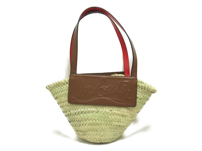 Christian Louboutin Raffia Loubishore Tote Bag 1215226 C703 Beige  ref.845091