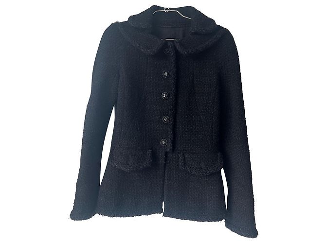 Chanel black wool jacket with braided edges