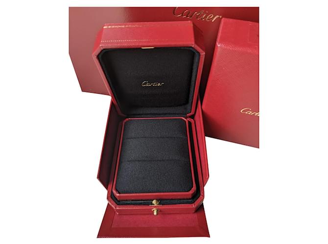Cartier Anel de noivado de casamento saco de papel caixa interna e externa Vermelho  ref.845223