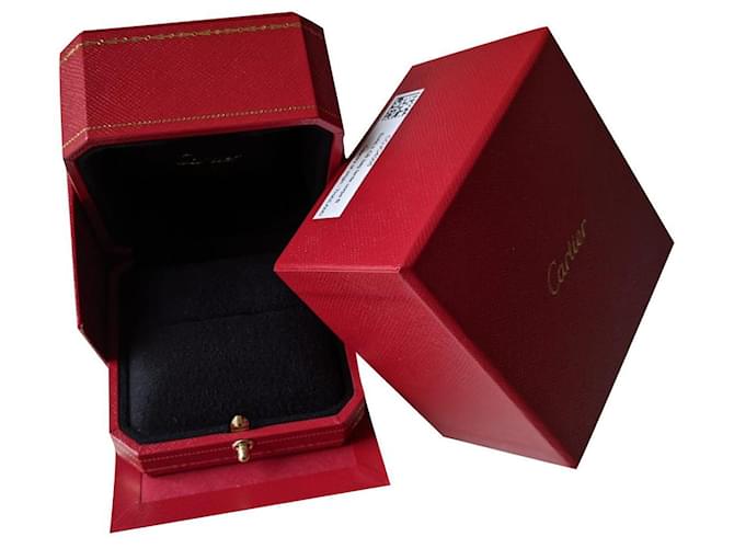 Auténtica bolsa de papel de caja interior y exterior con anillo Cartier Love Trinity JUC Roja  ref.845225