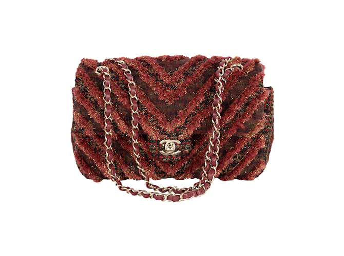 Bolso con solapa de tweed rojo de Chanel Roja  ref.845313
