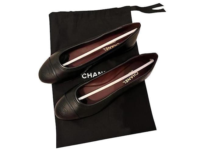 Ballerine Chanel Cuir Noir  ref.845335