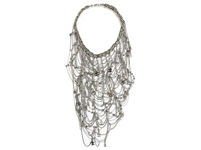 Chanel 11P MAXI CHAIN NECKLACE CHEST Silvery Metal  ref.845339
