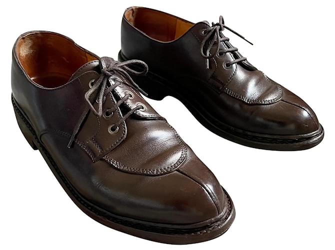 JM Weston half-width derbies with golf sole - Vintage T. 7 E (is 41) Dark brown Leather Rubber  ref.845342