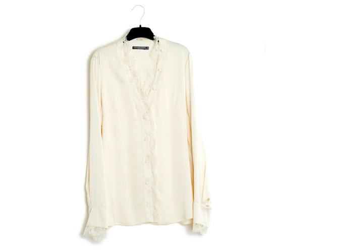 Alexander Mcqueen IVORY SILK AND LACE FR36/38 Soie Écru  ref.845343