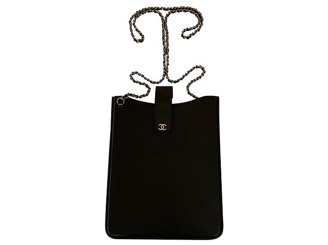 Chanel iPad Tasche Leder Schwarz