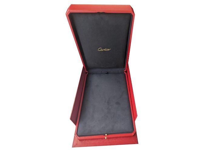 Cartier Große gefütterte XL-Halskettenanhänger-Schachtel mit Papiertüte Rot