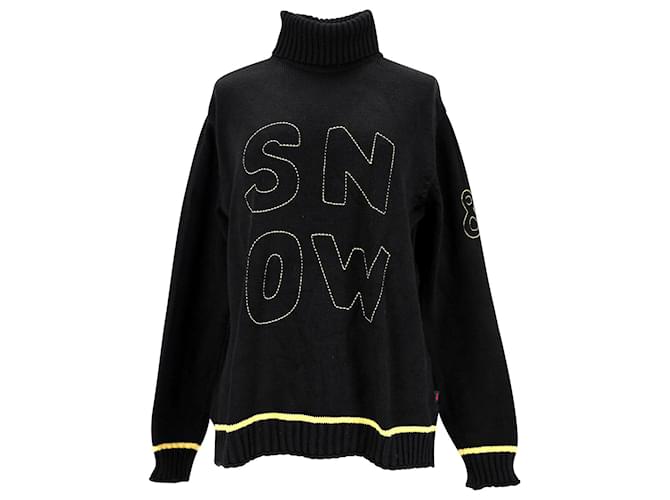 Dolce & Gabbana SNOW suéter de tricô gola alta em lã estampada preta  ref.846166