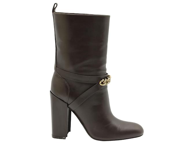 Saint Laurent New Chyc Stiefeletten aus braunem Leder  ref.846206