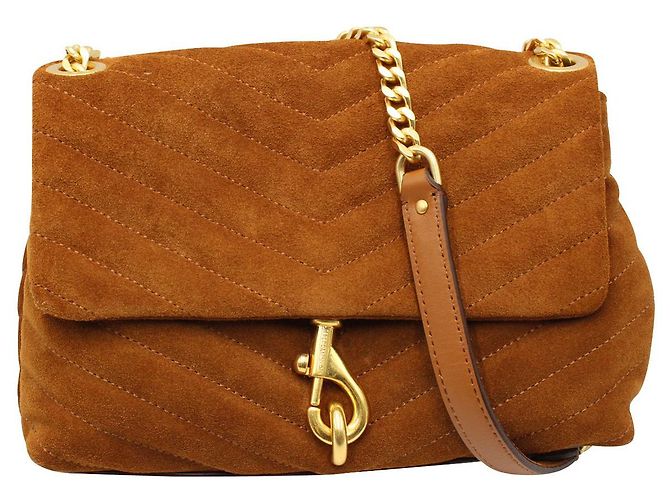 Rebecca Minkoff Bolsa de ombro acolchoada de camurça marrom