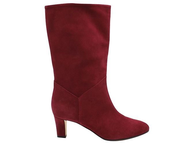 Alberta Ferretti Botas de ante rojo rubí