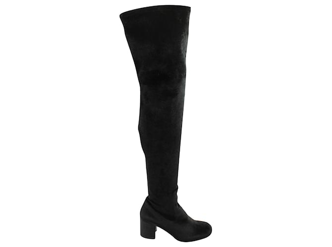 Rene Caovilla Crystal-Embellished Heel Knee High Boots in Black Velvet  ref.846270
