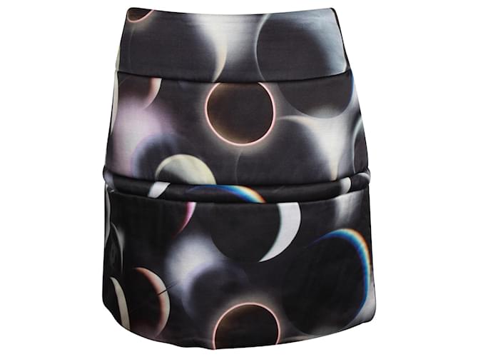 Minifalda con estampado de planetas de Chanel en rayón viscosa con estampado negro Fibra de celulosa  ref.846271