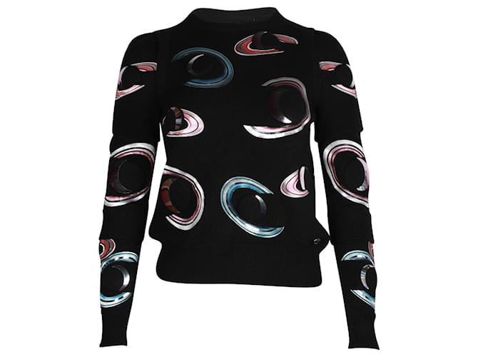 Chanel Planet Disc Sweater in Black Cashmere Wool  ref.846274