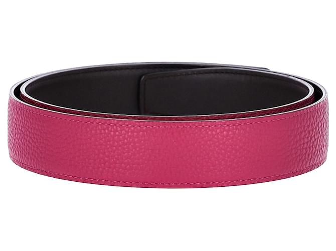 Hermès Hermes umkehrbar 32 mm-Gürtelriemen aus rosafarbenem Leder Pink  ref.846282