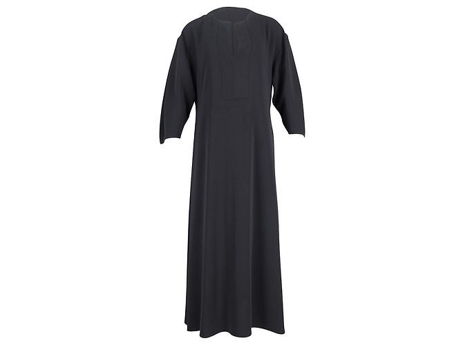 Totême Toteme Maxikleid mit Viertelärmeln aus schwarzem Polyester