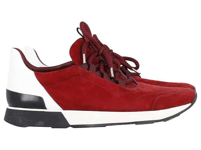 Hermès Sneakers basse Hermes Miles in camoscio rosso Svezia  ref.846312