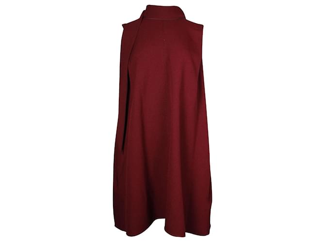 Victoria Victoria Beckham Mini robe évasée à col noué en polyester rouge Marron  ref.846344