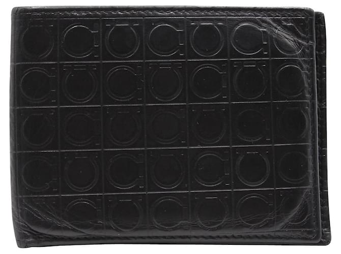 Salvatore Ferragamo Black Gancini Wallet Leather  ref.846357
