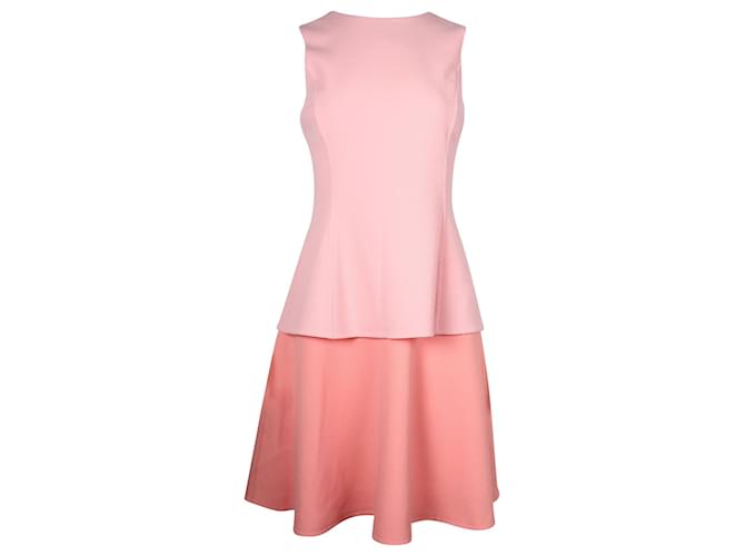 Oscar De La Renta Color-Block Tiered Dress in Pink Lana Vergine Wool  ref.846372