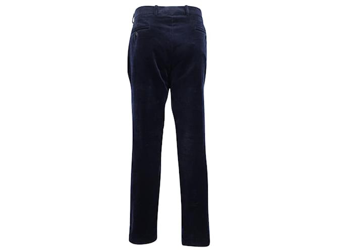 Hermès Pantalones rectos Hermes de algodón azul marino  ref.846492