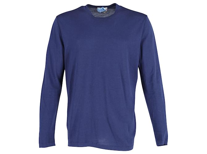 Hermès Hermes Crewneck Sweater in Blue Wool  ref.846514