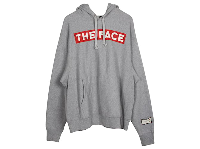 Gucci The Face Hoodie Jacket in Grey Cotton  ref.846519