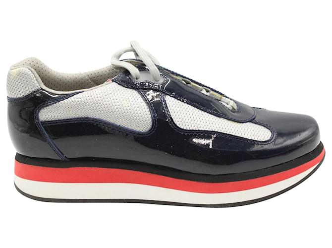 Prada America's Cup Sneakers in Multicolor Patent Leather and Mesh Multiple colors  ref.846520