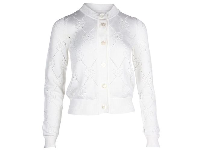 Hermès Hermes-Strickjacke mit Knopfleiste vorne aus weißer Viskose