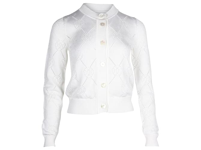 Cardigan Hermès boutonné devant en viscose blanche Fibre de cellulose  ref.846557