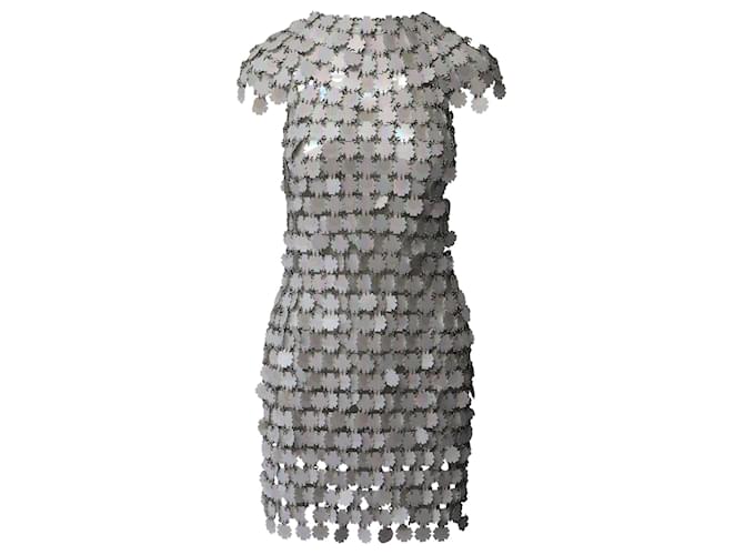 Paco Rabanne Chain Mini Dress in White Sequin  ref.846569