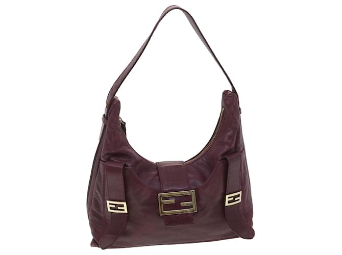 FENDI Mamma Baguette Shoulder Bag Leather Purple Auth yk6116  ref.846654