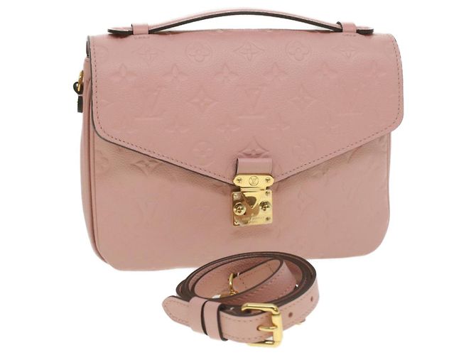 LOUIS VUITTON Empreinte Pochette Metis MM Hand Bag 2way Pink M44018 LV Auth S106